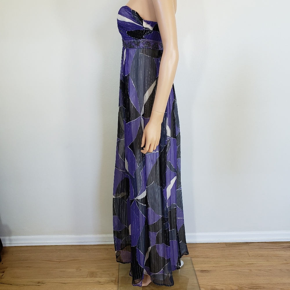 BCBGMaxAzria Gown Dress Maxi Silk Chiffon Strapless Size 2 Romantic Purple - Picture 6 of 9